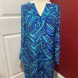 Alice & Trixie Long Roll Sleeve Tie Waist V Neck Dress Size S (Excellent Cond.)